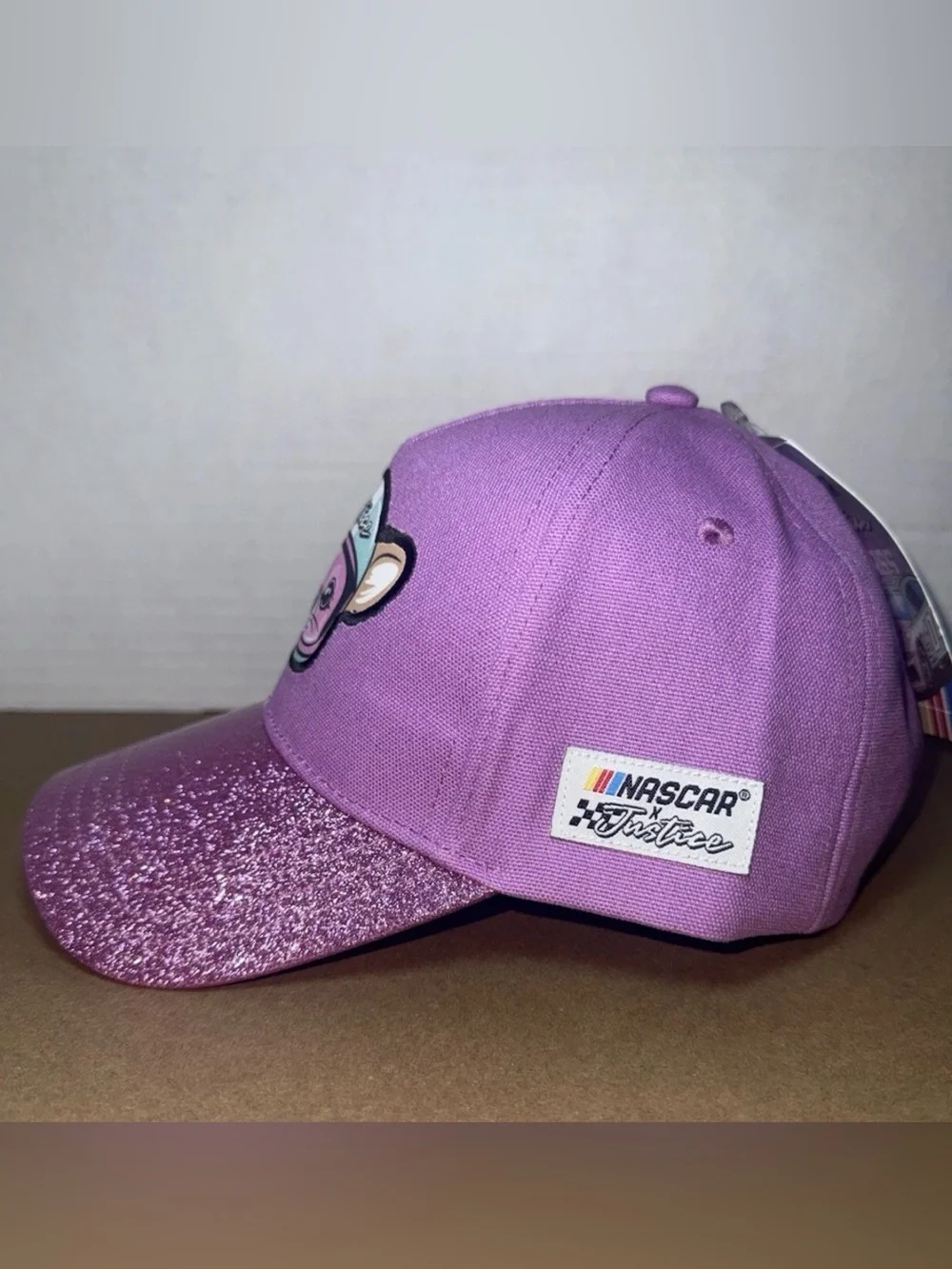 Justice Kids Purple Glitter Baseball Hat with Animal Patch